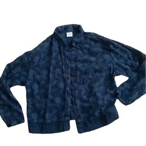 Marc + Ware | Vintage Blue Button Down Shirt Cotton Blend Camouflaged Floral